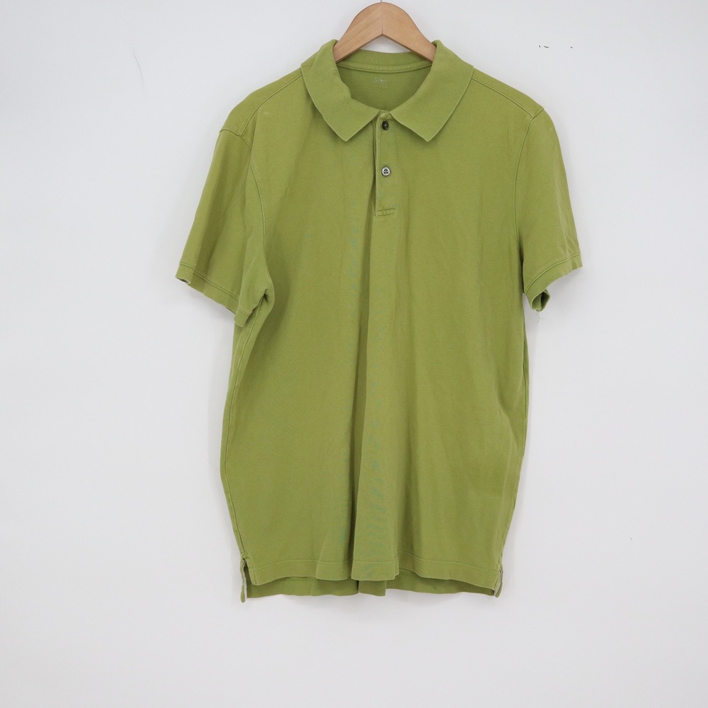 J.Crew Polo Shirt Mens L Green Short Sleeve Pique Solid Cotton Excellent